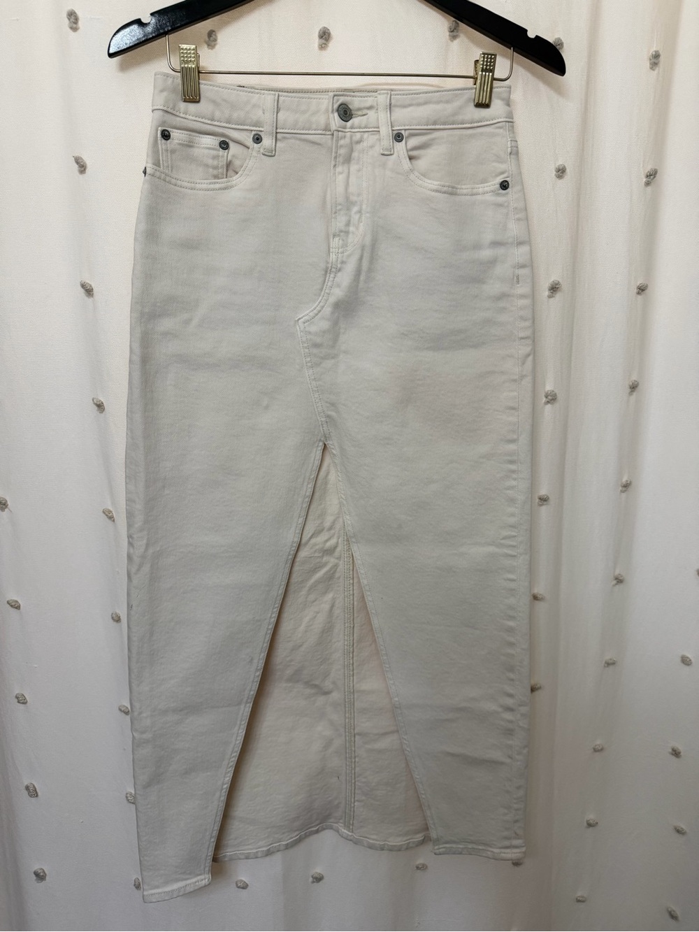 American Eagle Outfitters Cream Open Slit Denim Skirt